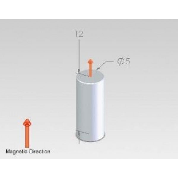 Neodymium Cylinder Magnet 5mm x 12mm N45
