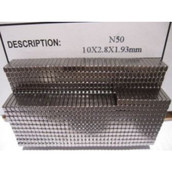 Neodymium Block Magnet 10x2.8x1.9mm N50 Black Nickel