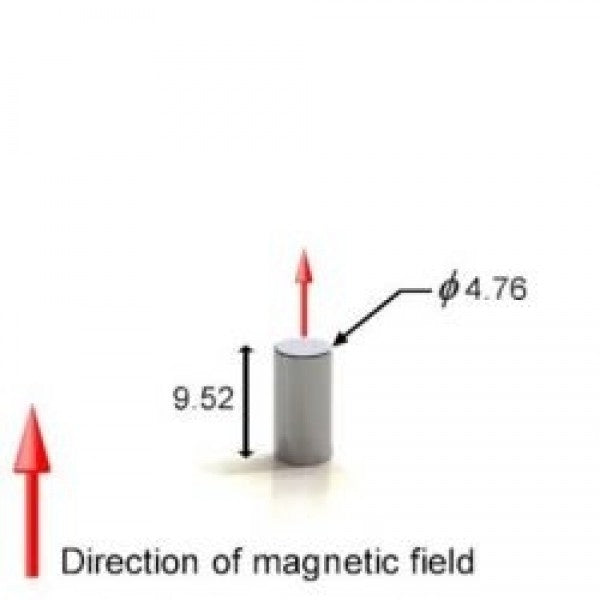 Neodymium Cylinder Magnet 4.76mm x 9.52mm N50