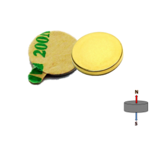 Neodymium Disc Magnet 22mm x 1mm N42 Gold | Self Adhesive | Art & Craft