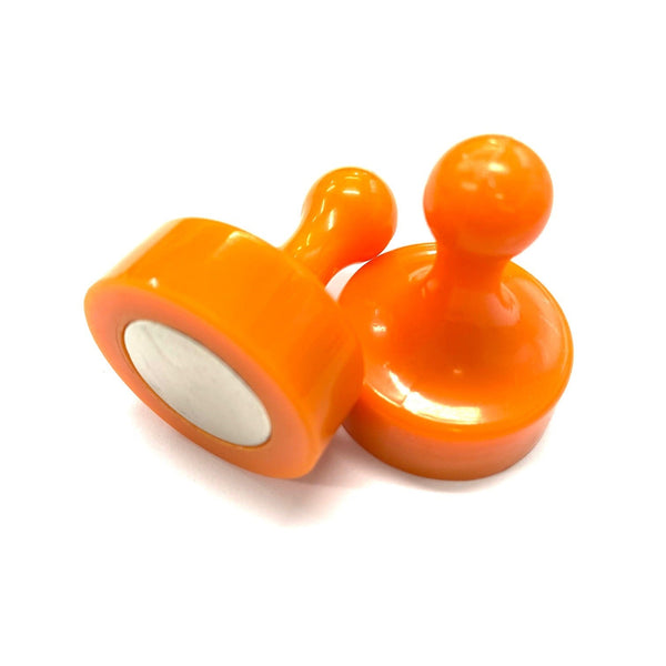 Orange Pin Whiteboard Magnets - 29mm diameter x 38mm | 4 PACK