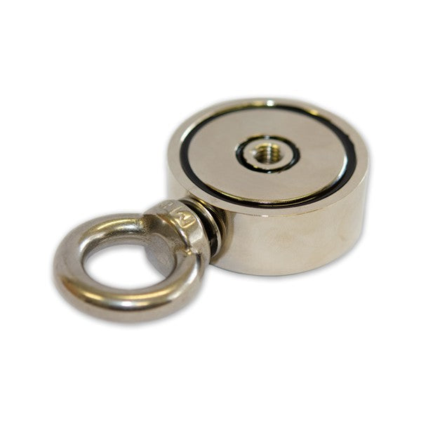 Neodymium Fishing Magnet with M8 Threaded Eyelet - 48mm dia.