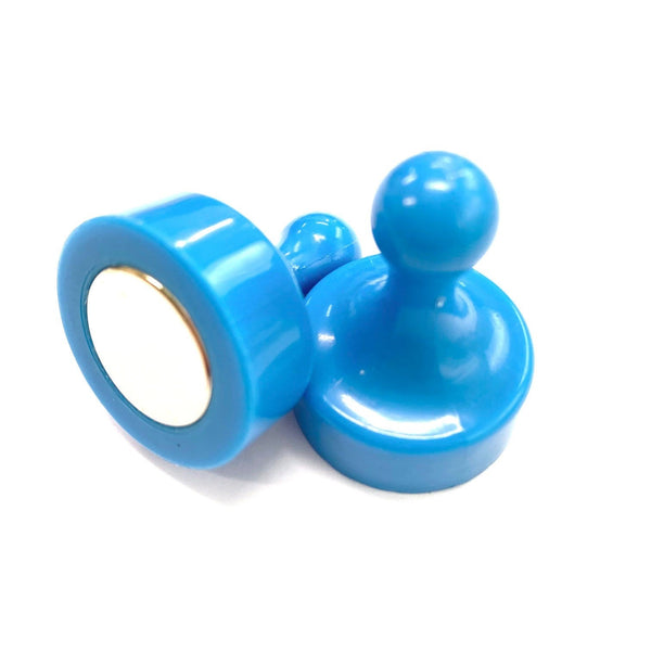 Blue Pin Whiteboard Magnets - 29mm diameter x 38mm | 4 PACK